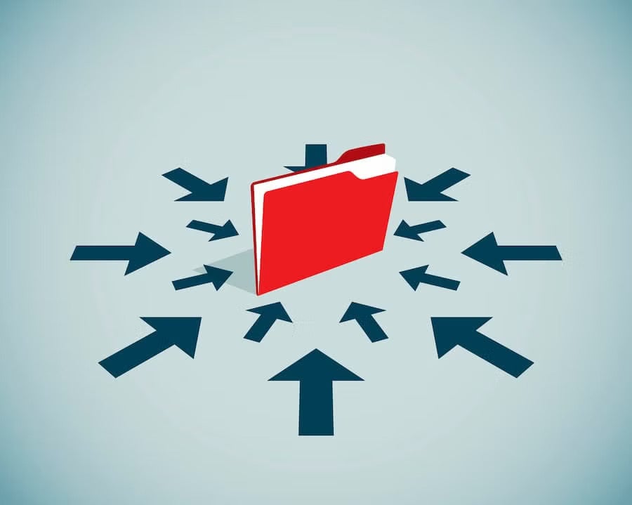 Arrows converge on a central folder, symbolizing ethical aggregation and protection of sensitive data from multiple sources.